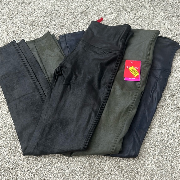 3 pairs of Spanx faux leather leggings